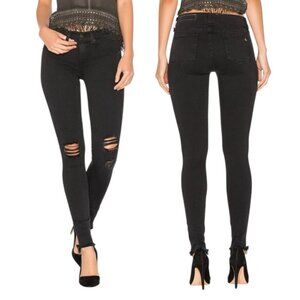 Rag & Bone Black Skinny Pants with Holes Distressed Denim Leggings 29